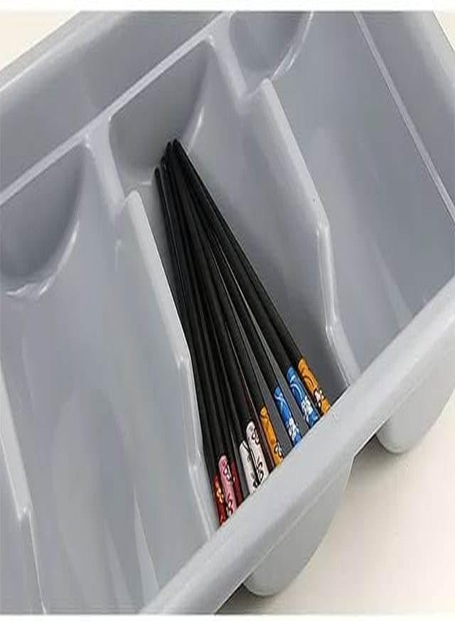 PAUL SONS Hospitality 4 Compartment Cutlery Plastic Storage Box Cutlery Tray Divider Flatware Bin Size: 20"x11"x4" Grey (Pack of 1Pc) - Image 3